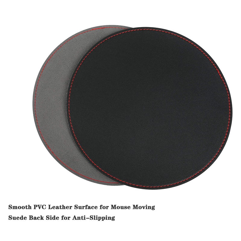 YSAGi 2 Pack Mouse Pads, Ultra Thin Waterproof PVC Leather Mouse Pad,Stitched Edges,Works for Computers, Laptop,All Types of Mouse pad, Office/Home(8.66'',2 Pack, Black) - Image 4
